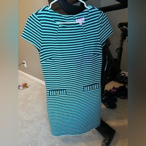 Lilly Pulitzer small teal and navy striped dress